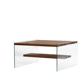 Hanah Home Mesa de Centro Aqua - Chestnut con Cristal Templado